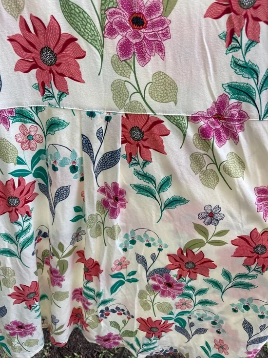 J. Jill Floral Cotton Dress- White with Pink, Red & Green Flowers - Picture 4 of 4